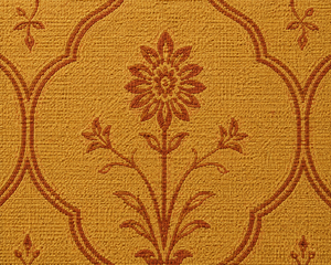 Tapis en laine Ocre Doré à motif floral en treillis, motif botanique rouille, bordure décorative en vigne, franges, antidérapant, écologique pour salon - Product Image 4