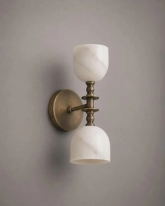 Aplique de Pared Moderno de Mármol con Acabado de Latón Antiguo, Diseño Redondo para Entrada, Decoración Contemporánea para el Hogar - Product Image 2