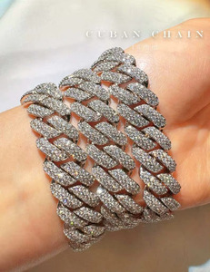 Collier chaîne cubaine en argent 925 avec diamant Moissanite taille brillant, bijoux hip-hop, idéal pour les soirées, cadeau pour petit ami - Product Image 2