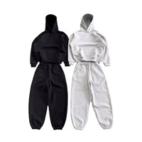 2026 Unisex Oversized Gekropt Geprint Hoodie Joggingbroek 2-in-1 voor Dames Zachte Fleece Casual Streetwear Tweeledige Outfit