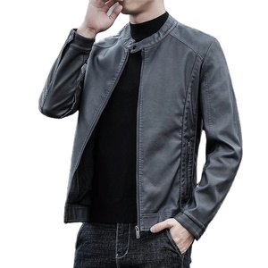 Chaqueta de cuero ajustada a la moda para hombre, ropa de calle, chaquetas informales, prendas de vestir exteriores para hombre, chaqueta de traje de cuero para hombre, ajustada - Product Image 1