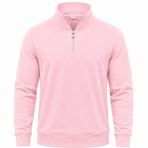 Suéter de Punto WARPRO INDUSTRY para Hombre, Color Rosa Sólido, Cierre de Cremallera 1/4, Corte Regular, Manga Larga, Cuello Alto, Poliéster/Algodón - Product Image 1
