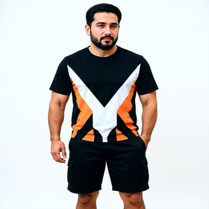 ชุดเซ็ตฤดูร้อนผู้ชายทรงหลวม เสื้อยืดคอกลมและกางเกงขาสั้น เนื้อผ้านุ่ม ระบายอากาศได้ดี สวมใส่สบาย - Product Image 5