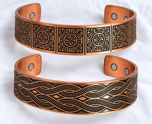 Pure <b>Copper</b> Traditional Magnetic Lightweight Antique Engraved Handmade Cuff Bangle Bracelet for Men and Women - Product Image 2