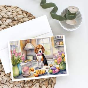 Cartes de vœux Beagle de Pâques fantaisistes Pack de 8 cartes de note vierges A7 taille 5x7 avec enveloppes pour décorations - Product Image 2