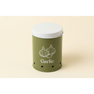 Maravilloso Diseño de Recipiente Metálico para Guardar Ajo con Tapa, Recipiente de Almacenamiento para Cocina Estilo Rústico, Tarro para Guardar Ajo para Organización de la Encimera - Product Image 1