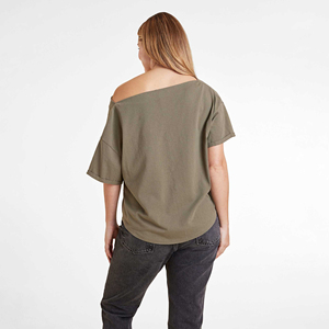 Sweat-shirt décontracté à épaules dénudées pour femme avec cordon de serrage, manches longues, coupe ample, doux et tendance, bas réglable, pour le quotidien - Product Image 2