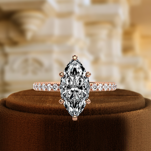 แหวนเพชรทรงมาร์คีส์ 1 กะรัต เพาะเลี้ยงในห้องปฏิบัติการ แหวนหมั้นทอง 14K แบบคลาสสิกประดับเพชรแบบพาเว่ แหวนแต่งงานแบบฮาโลซ่อน แหวนเจ้าสาวแบบโซลิแทร์ - Product Image 6