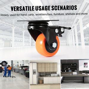Set 4 pezzi Ruote a piastra girevole da 2 pollici a doppia chiusura di sicurezza con ruote in PVC senza rumore capacità di carico pesante 150 mobili - Product Image 5