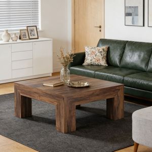 Tavolino da Caffè Rustico Quadrato in MDF Massiccio con Finitura Vintage per Soggiorno - Product Image 1