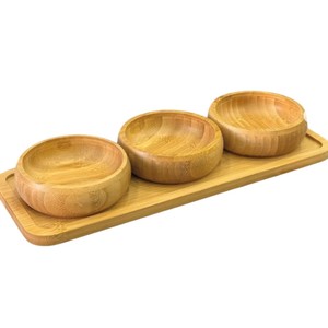 Juego de Tazones para Condimentos de Madera Hechos a Mano, Ecológicos, con Bandeja, 3 Piezas, Plato para Servir Aperitivos, Diseño Moderno, Vajilla para Cocina y Hogar - Product Image 6