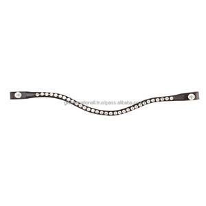 Bandeau de dressage en cuir véritable Bling avec cristaux naturels et strass, logo personnalisé, bandeau de course équestre, vente, exportateurs - Product Image 6