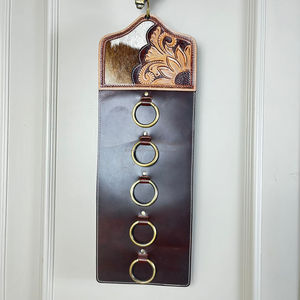 Porte-serviettes mural rustique en cuir de vache véritable, fait main, style western, pour cuisine, décoration intérieure - Product Image 4