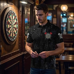Camisetas y Polos de Dardos 3D Personalizados para Hombre y Mujer, con Nombre Personalizado, Diseño de Galaxia y Bandera Americana, Gráfico de Dardos, Camiseta Única - Product Image 3