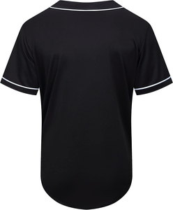 Camiseta de Béisbol de Manga Corta Negra Unisex para Adultos, Corte Regular, Cierre de Botones, Absorbe la Humedad, Color Sólido, Poliéster - Product Image 2