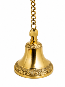 Campana Colgante de Latón Pulido y Chapado en Oro para Decoración Espiritual del Hogar, Templo o Jardín - Product Image 1