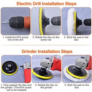 Set di 5 Adattatori per Trapano Lucidatrice Auto da 6 Pollici M14, Ruote in Peluche per Lucidatura e Ceratura, Mop per Lucidatura Auto, 5 Pezzi da 6 Pollici - Product Image 4