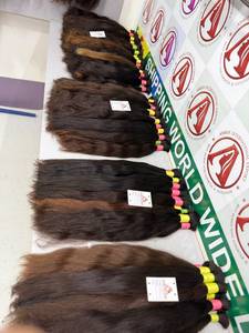 South Indian Remy Hair Extensions 100% Virgin Natural Color Light/Dark <b>Brown</b> Silky Straight Wave Glueless Double Drawn Baby Long - Product Image 3