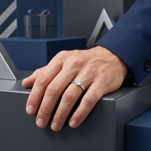 Bague de fiançailles pour femme en platine PT950 avec diamant rond taille brillant, style classique, bijoux fins - Product Image 5