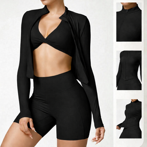 Fabricant de vêtements de sport personnalisés pour femmes, vente en gros de tenues de yoga et de fitness, ensemble soutien-gorge de sport et veste, et ensembles de yoga taille haute pour femmes - Product Image 4