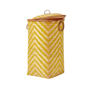 Panier de rangement gris en bambou tressé géométrique, organiseurs de cuisine, contenants de rangement pour la maison et le jardin - Product Image 4