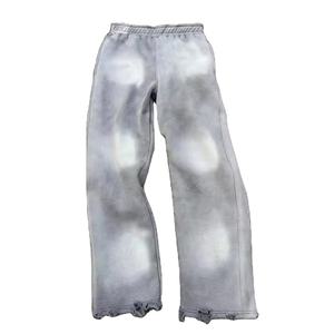 Pantalones Casuales para Hombre, Corte Acampanado, Ligeros, Lavado Ácido, 100% Algodón Terry, Borde sin Rematar, Efecto Desgastado por el Sol, Alta Calidad - Product Image 1