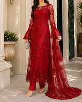Nouvelle Kurta Droite Longue Rose Vif en Soie Brodé, Style Salwar Kameez Pakistanais, pour Femme, Tenue de Soirée Designer, Infroissable