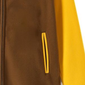 Chaqueta de forro polar raglán Iota personalizada, marrón dorado, estilo universitario griego, chaqueta premium con cremallera, estilo fraternidad, con chenilla. - Product Image 5