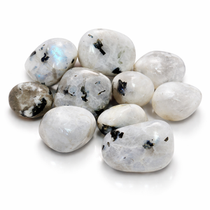 Pierre de lune arc-en-ciel blanche naturelle, polie et roulée, cristal de guérison pour la méditation, fabrication de bijoux, vente en gros en vrac - Product Image 1