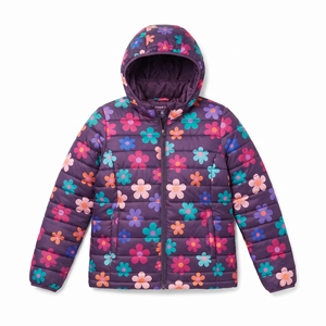 <b>Women's</b> Colorful Flower Puffer Jacket Waist Belt Hooded Quilted <b>Winter</b> <b>Coat</b> Sublimation Warm <b>Padded</b> Outdoor Fashion Casual Daily - Product Image 4