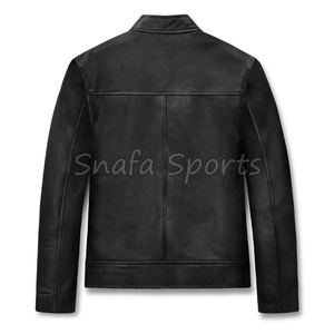 Casual Men Genuine <b>Real</b> <b>Leather</b> <b>Jacket</b> For Men Classic Biker Style with Zip up <b>Leather</b> <b>Jacket</b> For Men's - Product Image 2