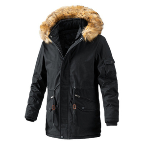 Chaqueta Parka de Invierno para Hombre con Capucha de Piel, Manga Larga, Resistente al Viento, para Uso en Exteriores, Color Beige - Product Image 5