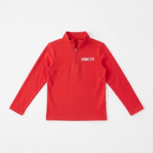 Kids <b>Red</b> Polo Shirt 100% Cotton Quarter Zip Pullover Long Sleeve Solid Color Regular Fit Breathable Leisure <b>Top</b> - Product Image 6