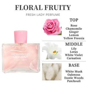 Eau de Parfum para Mujer de 3.4 fl oz - ROMANTIC MOMENT - Aroma Floral Amaderado con Rosa, Manzanilla y Limón - Perfume de Intensidad Media - Product Image 2