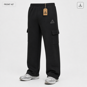 New Arrived Custom Eco-Friendly Canvas Heavyweight Cotton Fleece Wide Leg Baggy Style Drawstring Sweatpants Casual Wear - Product Image 2
