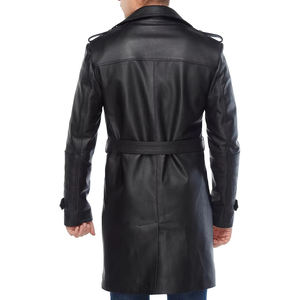 Elegante Abrigo Largo de Cuero de Secado Rápido con Diseño Personalizado para Hombre, Grueso, Cálido y Duradero para Invierno, con Cierre de Cinturón y Mangas Completas - Product Image 3