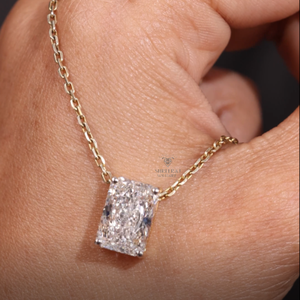 Lab Grown Diamond Pendant Necklace 18K <b>White</b> Yellow Gold 4 CT Carat IGI Certified Lab Diamond Basket <b>Set</b> Drop Pendant Necklaces - Product Image 4