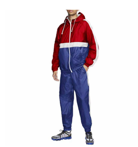 Survêtement à capuche pour homme, rouge et bleu, uni, décontracté, respirant, écologique, en polaire, manches longues, fermeture éclair sur le devant, en polyester, pour l'hiver - Product Image 2