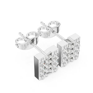 Boucles d'oreilles de fiançailles en or blanc 14 carats avec diamant rond cultivé en laboratoire pour femmes |   Nouveau diamant cultivé - Product Image 6