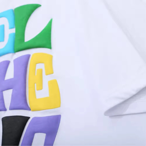 Camiseta Casual de Cuello Redondo para Mujer, Talla Grande, Secado Rápido, Algodón y Poliéster, Corta, con Bordado y Estampado, para Verano - Product Image 3