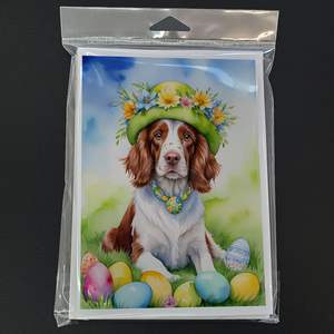 Whimsical Welsh Springer Spaniel Easter Egg Hunt Pack 8 en blanco A7 tamaño 5x7 tarjetas de notas con sobres para fines de felicitación - Product Image 3
