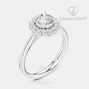 Bague de fiançailles et d'anniversaire en or blanc 14 carats avec diamant de laboratoire rond de 0,694 carats, bijoux fins, certifiée IGI, bague de mariage - Product Image 2
