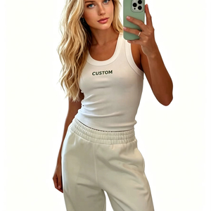 Débardeur court ample pour femme, respirant, léger, mode estivale, sans manches, confortable, pour usage quotidien décontracté, avec logo frontal - Product Image 2