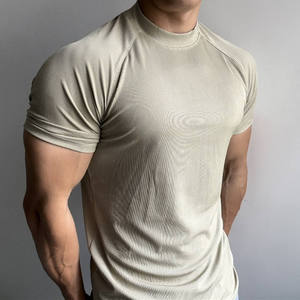 T-shirt Homme Slim Fit Personnalisé en Polyester/Coton Tricoté de Haute Qualité, Séchage Rapide, Manches Courtes, Couleur Unie, Idéal pour l'Entraînement Estival en Extérieur - Product Image 3
