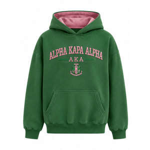 เสื้อฮู้ดดี้ Alpha Kapa Alpha สีชมพูเขียว เสื้อสเวตเชิ้ตสตรีทรงโอเวอร์ไซส์ สไตล์ลำลอง สำหรับชมรมพี่น้องชาวกรีก - Product Image 2