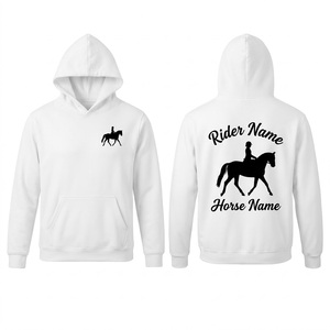 Sudadera con Capucha Unisex Negra Personalizada, 100% Algodón, Forro Polar Transpirable y Ligero, con Bolsillo Tipo Canguro, para Montar a Caballo - Product Image 2