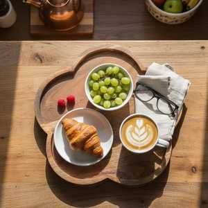 Minimalist Wooden Serving Tray Cloud Shape Reusable Natural Wood <b>Platter</b> for Home Use - Product Image 4