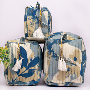 Trousse de Toilette Matelassée Lavable en Gros avec Fermeture Éclair, Pochette à Maquillage Écologique en Toile de Coton, Pochette à Accessoires Double Face pour Cosmétiques - Product Image 1