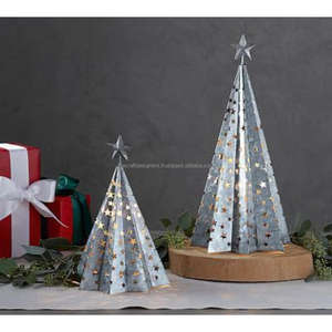 Casted Aluminium Christmas Tree <b>Objects</b> Solid Pine Tree With Star And Bird On top Christmas <b>Objects</b> And Tableware Showpieces - Product Image 3