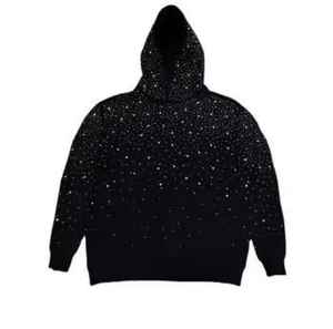 Sweat à capuche unisexe surdimensionné personnalisé avec strass étincelants, en tissu polaire écologique, confortable et chaud, idéal pour le style urbain en hiver - Product Image 2